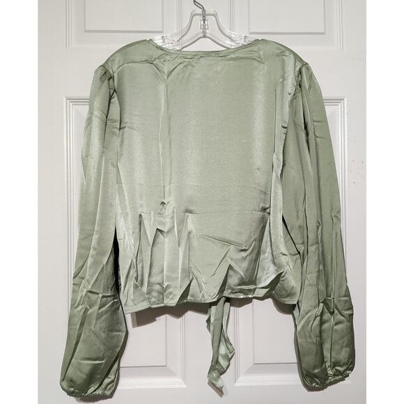 Fashion Satin Outfit Womens XXL Green Long Sleeve Button Top & Jogger Pant Set - Picture 9 of 14